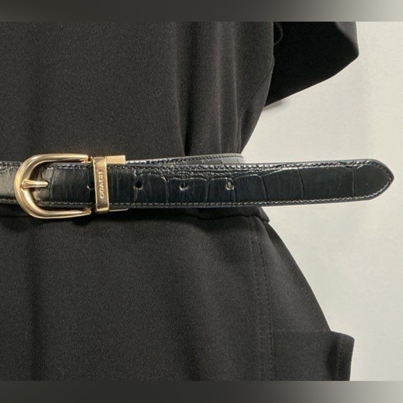 Coach, Large Black Leather Belt w/ Gold Buckle - Picture 3 of 6